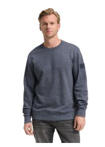 Sweatshirt Tom Tailor, Herren, Gr. XL, blau (navy grindle structure), Sweatware, Obermaterial: 60% Baumwolle, 40% Polyester, unifarben, regular fit taillenbedeckt, Rundhals, Rippb&uuml;ndchen, Sweatshirts Sweatshirt, mit Logo Stickerei am Arm