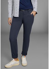 Chinohose Kangaroos, Damen, Gr. 38, N-Gr, blau (marine), Web, Obermaterial: 98% Baumwolle, 2% Elasthan, unifarben, gerade, unten schmal lang, Hosen Chinohose, in schmaler Form, mit Kordel zu binden