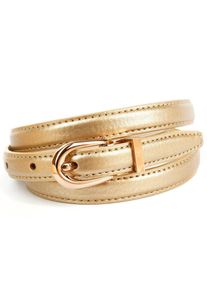 Lederg&uuml;rtel Anthoni Crown, Damen, Gr. 85, gold (goldfarben), Leder, metallic, unifarben, G&uuml;rtel Lederg&uuml;rtel, in schmaler Form, gl&auml;nzende goldfarbene Oberfl&auml;che