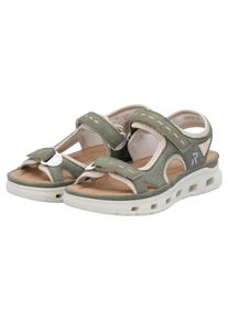 Sandale RIEKER SPORT "Outdoorsandale", Damen, Gr. 40, gr&uuml;n (schilf, creme), Lederimitat, Textil, Schuhe Sandale, Sommerschuh, Sandalette, Plateauabsatz, mit Klettverschl&uuml;ssen