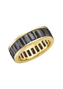 Silberring "Ring mit schwarzen Zirkonia, gelb vergoldet, Silber 925" Gr. 56, gold, Giorgio Martello MILANO, Fingerringe, Damen, 56, Silber 925 (Sterlingsilber), Silberring