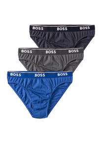 Slip BOSS, Herren, Gr. XL, blau (blau, navy, anthrazit), Jersey, Obermaterial: 95% Baumwolle, 5% Elasthan, Unterhosen Slip, mit Logo Webbund
