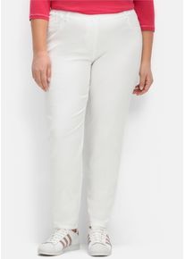 Schlupfhose sheego, Damen, Gr. 46, Normalgr&ouml;&szlig;en, wei&szlig;, 98% Baumwolle, 2% Elasthan, unifarben, Hosen Schlupfhose