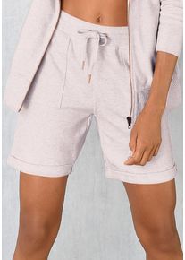 Bermudas BENCH. LOUNGEWEAR, Damen, Gr. 44/46, N-Gr, beige (beige, meliert), Sweatware, Obermaterial: 90% Baumwolle, 10% Polyester, meliert, unifarben, Basic, Basic ca. Mitte Oberschenkel, Hosen Bermudas, mit aufgeschlagenen Beins&auml;umen und seitlichen Taschen, Loungewear, Topseller