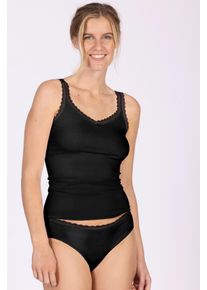 Achseltop Nina von C. "Simply", Damen, Gr. 40, N-Gr, schwarz, Obermaterial: 48% Baumwolle, 47% Modal, 5% Elasthan, unifarben, bequem, Rundhals, Unterhemden Achseltop, basic, weich, elastisch, bequem, eng, mit Spitze, Rundhalsausschnitt