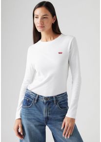 Levi's Langarmshirt LEVI'S "ESSENTIAL HM LS TEE", Damen, Gr. M (38), wei&szlig;, Single Jersey, Obermaterial: 100% Baumwolle, unifarben, regular fit normal, Rundhals, abgesteppt, Shirts Langarmshirt, mit Logo Stickerei
