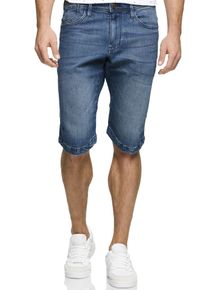 Shorts INDICODE "INKem", Herren, Gr. S, N-Gr, blau (medium indigo), Denim/Jeans, Obermaterial: 98% Baumwolle, 2% Elasthan, washed, regular fit, Hosen Shorts