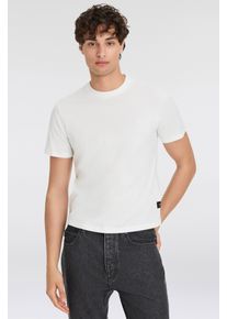 T-Shirt Replay "mit Logostickerei auf der Brust", Herren, Gr. L, wei&szlig; (natural wei&szlig;), Jersey, Obermaterial: 100% Baumwolle, unifarben, regular fit, Rundhals, Shirts T-Shirt