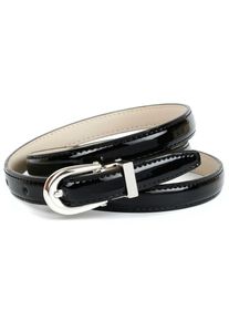 Lederg&uuml;rtel Anthoni Crown, Damen, Gr. 75, schwarz, Leder, gl&auml;nzend, unifarben, festlich, G&uuml;rtel Lederg&uuml;rtel, Schmaler Lacklederg&uuml;rtel