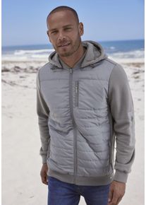 H.I.S. Kapuzensweatjacke H.I.S, Herren, Gr. S (44/46), grau (stein), angeraute Sweatware, Obermaterial: 60% Polyester, 40% Baumwolle. Einsatz: 100% Polyester, unifarben, bequem, eingesetzt angesetztes B&uuml;ndchen, Sweatjacken Kapuzensweatjacke, im vorderen Bereich gesteppt, mit abnehmbarer Kapuze