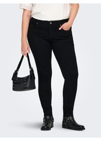 Skinny-fit-Jeans Only CARMAKOMA "CARWILLY REG SKINNY JEANS DNM PIM2343", Damen, Gr. 46, L&auml;nge 32, schwarz (schwarz denim), Denim/Jeans, Obermaterial: 92% Baumwolle, 6% Elastomultiester, 2% Elasthan, unifarben, skinny fit, Jeans Skinny-fit-Jeans