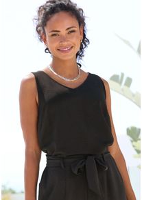 Blusentop Vivance, Damen, Gr. 42, schwarz, Web, Obermaterial: 100% Polyester, unifarben, figurumspielend h&uuml;ftlang, V-Ausschnitt, Blusen Blusentop, mit V-Ausschnitt, Basic, Damentop, Topseller