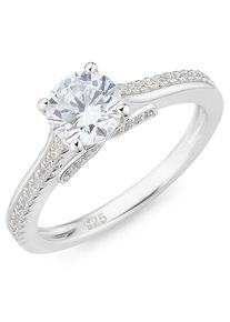 Fingerring Firetti "Schmuck Geschenk Silber 925 Silberring Verlobungsring" Gr. 53, silber (silberfarben, kristallwei&szlig;), Fingerringe, Damen, 53, Silber 925 (Sterlingsilber), 2,3mm, Fingerring, mit Zirkonia (synth.)