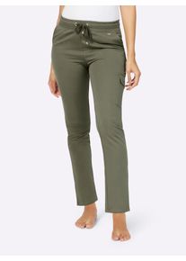Relaxhose feel good, Damen, Gr. 44/46, Normalgr&ouml;&szlig;en, gr&uuml;n (khaki), 70% Baumwolle, 25% Polyester, 5% Elasthan, unifarben, Hosen Relaxhose