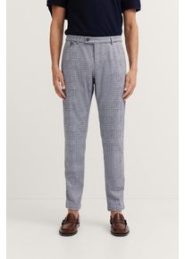 Chinohose Bugatti, Herren, Gr. 40, L&auml;nge 34, blau (380, marine), 77% Polyester, 17% Viskose, 6% Elasthan, kariert, normal, Hosen Chinohose, mit Stretchfunktion