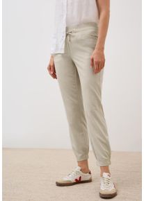 Stoffhose Cecil "Style CHELSEA", Damen, Gr. XXL (46), L&auml;nge 28, beige (boulder beige), Web, Obermaterial: 54% Polyester, 43% Viskose, 3% Elasthan. Futter: 100% Polyester, unifarben, loose fit lang, Hosen Stoffhose, Sommerhose mit elastischem Bund mit Tunnelzug