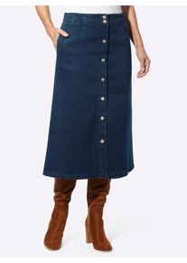 Jeansrock Classic Basics, Damen, Gr. 25, blau (blau, stone, washed), 81% Baumwolle, 17% Polyester, 2% Elasthan, unifarben, wadenlang, R&ouml;cke Jeansrock