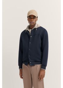 Sweatjacke Bugatti, Herren, Gr. L, blau (390, marine), Sweatware, 78% Polyester, 17% Viskose, 5% Elasthan, unifarben, normal, Rippb&uuml;ndchen, Sweatjacken Sweatjacke, mit sportlichem Collegekragen