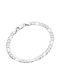 Armband Smart Jewel "Armband Figarokette 3/1 diamantiert, massiv, Silber 925" Gr. 21, silber, Armb&auml;nder, Damen, 21, Silber 925 (Sterlingsilber), Armband