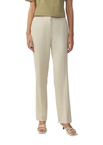 Stoffhose s.Oliver BLACK LABEL, Damen, Gr. 46, N-Gr, beige, Piqu&eacute;, Obermaterial: 49% Polyester, 48% Viskose, 3% Elasthan. Futter: 100% Polyester, unifarben, straight fit kn&ouml;chellang, Hosen Stoffhose, Sommerhose