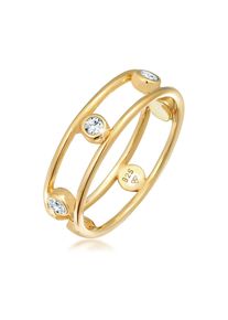 Silberring Elli "Ring Glamour&ouml;se Elegant 925 Silber, mit Kristallen von Swarovski" Gr. 58, gold, Fingerringe, Damen, 58, Silber 925 (Sterlingsilber), Silberring