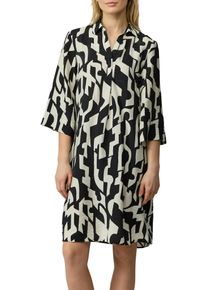 Blusenkleid s.Oliver, Damen, Gr. 34, N-Gr, schwarz (schwarz aop), Web, Obermaterial: 84% Viskose, 16% Polyamid, bedruckt, regular fit kniefrei, V-Ausschnitt, Kleider Blusenkleid, mit All-Over Print