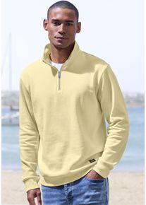 Sweatshirt John Devin, Herren, Gr. L (52/54), gelb, angeraute Sweatware, Obermaterial: 60% Baumwolle, 40% Polyester, unifarben, regular fit normal, Rundhals, angesetztes B&uuml;ndchen, Sweatshirts Sweatshirt, Langarm, Pullover mit Rei&szlig;verschluss am Stehkragen