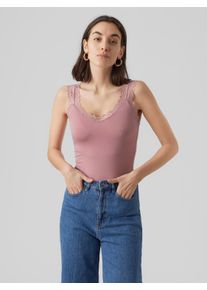 V&eacute;ro Moda Spitzentop VERO MODA "VMROSA SL TOP JRS NOOS", Damen, Gr. S (36), nostalgia rose, Jersey, Obermaterial: 95% Viskose, 5% Elasthan, unifarben, figurbetont normal, V-Ausschnitt, Tops Spitzentop, Viskosemischung