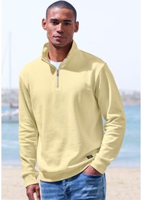 Sweatshirt John Devin, Herren, Gr. 3XL (64/66), gelb, angeraute Sweatware, Obermaterial: 60% Baumwolle, 40% Polyester, unifarben, regular fit normal, Rundhals, angesetztes B&uuml;ndchen, Sweatshirts Sweatshirt, Langarm, Pullover mit Rei&szlig;verschluss am Stehkragen