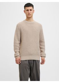 Jack & Jones Strickpullover JACK & JONES "JJGLOBAL KNIT CREW NECK", Herren, Gr. S, moonbeam, Strick, Obermaterial: 67% Polyacryl, 33% Baumwolle, unifarben, regular fit, Rundhals, Pullover Strickpullover