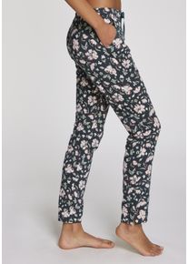 Pyjamahose s.Oliver, Damen, Gr. 44/46, N-Gr, dunkelgr&uuml;n, rosa, gebl&uuml;mt, Single Jersey, Obermaterial: 50% Baumwolle, 50% Viskose, gebl&uuml;mt, Basic lang, Hosen Pyjamahose, mit sch&ouml;nem Allovermuster