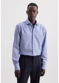 Businesshemd Seidensticker "Schwarze Rose", Herren, Gr. XXL (45), normale &Auml;rmell&auml;ngen, mittelblau, 100% Baumwolle, Strukturmuster, regular fit, 2-Knopf-Manschette, Hemden Businesshemd, Regular 1/1 Kentkragen Struktur