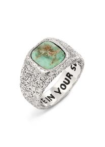 Siegelring HAZE & GLORY "Ring Siegelring afrikanischer T&uuml;rkis 925 Sterling Silber" Gr. 62, silber, Fingerringe, Damen, 62, Silber 925 (Sterlingsilber), Siegelring