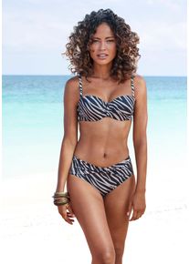 B&uuml;gel-Bandeau-Bikini-Top Lascana "Kaa", Damen, Gr. 40, Cup C, schwarz (schwarz, bedruckt), Recycling-Polyamid, Bikini-Oberteile B&uuml;gel-Bandeau-Bikini-Top, mit Animal-Design