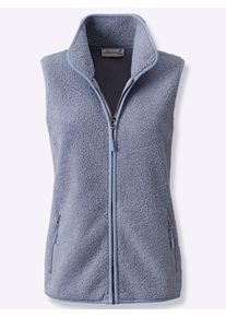 Fleeceweste Casual Looks, Damen, Gr. 36, blau (taubenblau), 100% Polyester, unifarben, Westen Fleeceweste