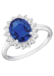 Fingerring Amor "2035657/-58/-59/-60/-61" Gr. 58, blau (silberfarben, blau, kristallwei&szlig;), Fingerringe, Damen, 58, Silber 925 (Sterlingsilber), 1,5mm, Fingerring, mit Zirkonia (synth.)