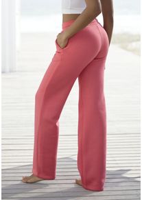 Relaxhose Vivance, Damen, Gr. 44/46, N-Gr, orange (koralle), angeraute Sweatware, Obermaterial: 50% Polyester, 30% Viskose, 20% Baumwolle, unifarben, Basic, bequem lang, Hosen Relaxhose, mit weitem Bein und aus ultraweicher Sweatqualit&auml;t, Loungewear