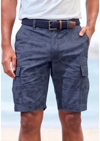 Cargoshorts John Devin, Herren, Gr. 32, N-Gr, blau (blau bedruckt), Web, Obermaterial: 97% Baumwolle, 3% Elasthan, bedruckt, regular fit kurz, Hosen Cargoshorts, Shorts aus elastischer Baumwolle, modisch bedruckt, Topseller