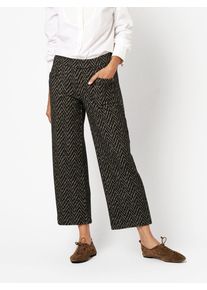 Stoffhose Toni "Sue Wide Chic 7/8", Damen, Gr. 46, N-Gr, braun (teak), Web, Obermaterial: 52% Baumwolle, 31% Polyester, 15% Viskose, 2% Elasthan, gemustert, weit 7/8-L&auml;nge, Hosen Stoffhose, Sommerhose mit Taschen
