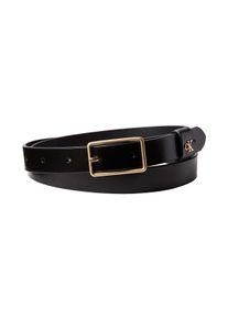 Lederg&uuml;rtel Calvin Klein "SQUARE BUCKLE CK LOOP 25MM", Damen, Gr. 80, schwarz (schwarz, antique light gold), Rindsleder, unifarben, G&uuml;rtel Lederg&uuml;rtel, Gr&ouml;&szlig;enverstellbar