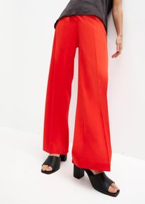 Marlene-Hose bonprix "Marlenehose", Damen, Gr. 46, N-Gr, rot (erdbeere), Obermaterial: 95% Polyester, 5% Elasthan, loose fit, Hosen Marlene-Hose, aus Polyester und Elasthan, Loose fit Passform, femininer Stil