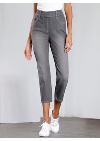 3/4-Jeans Classic Basics, Damen, Gr. 46, Normalgr&ouml;&szlig;en, grau (grau, denim), 81% Baumwolle, 17% Polyester, 2% Elasthan, unifarben, 3/4-L&auml;nge, Jeans 3/4-Jeans