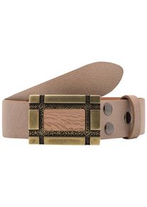 Lederg&uuml;rtel RETTUNGSRING G&Uuml;RTEL, Herren, Gr. 100, braun, Leder, unifarben, G&uuml;rtel Lederg&uuml;rtel, mit austauschbarer Schlie&szlig;e &raquo;Bronze Mit Holz&laquo;