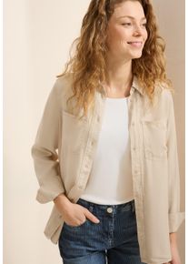 Langarmbluse Cecil, Damen, Gr. XL (44), lila (pearl beige), Web, Obermaterial: 100% Lyocell, unifarben, regular fit taillenbedeckt, Manschette, Blusen Langarmbluse, mit Brusttaschen