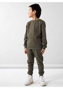 Sweatshirt name it "NKMVIMO f&uuml;r Jungen mit B&uuml;ndchen und klassischer Form", Jungen, Gr. 158/164, gr&uuml;n (rifle), angeraute Sweatware, Obermaterial: 60% Baumwolle, 40% Polyester, meliert, unifarben, l&auml;ssig geschnitten h&uuml;ftlang, Rundhals, Rippb&uuml;ndchen, Sweatshirts Sweatshirt, unifarben, casual, regular fit, Baumwollmischung, Rundhals