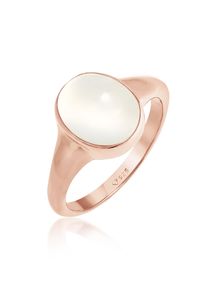 Siegelring Elli "Ring Siegelring Mondstein Oval 925 Silber" Gr. 56, rosa (rosegold), Fingerringe, Damen, 56, ohne Stein, Silber 925 (Sterlingsilber), 10mm, Siegelring