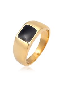 Siegelring Elli "Ring Siegelring Emaille Rechteck Klassik 925 Silber" Gr. 52, gold, Fingerringe, Damen, 52, ohne Stein, Silber 925 (Sterlingsilber), 8mm, Siegelring