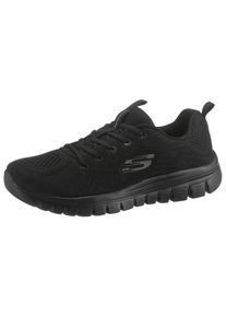 Sneaker Skechers "Graceful - Get Connected", Damen, Gr. 39, schwarz (schwarz uni), Textil, Schuhe Sneaker, Freizeitschuh, Halbschuh, Schn&uuml;rschuh f&uuml;r die Maschinenw&auml;sche geeignet, Topseller