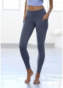 Leggings Vivance, Damen, Gr. 44/46, N-Gr, blau, Single Jersey, Obermaterial: 95% Baumwolle, 5% Elasthan, unifarben, Basic, skinny fit, Hosen Leggings, mit zwei Handytaschen, Topseller