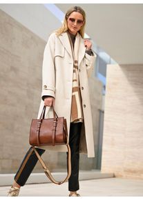 Wintermantel Heine, Damen, Gr. 40, beige (champagner), 60% Polyester, 20% Viskose, 20% Polyacryl, unifarben, unifarben mit Farbeinsatz, unifarben mit Farbeins&auml;tzen, M&auml;ntel Wintermantel